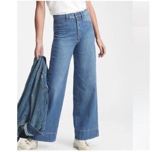 Gap Sky High Wide-Leg Jeans Size 26 High Rise Vintage-Inspired Denim Med Indigo